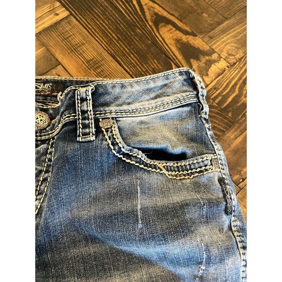 Silver jeans Boyfriend Women 30x29 Grunge Western Distressed Y2K Thick Stitch - Picture 12 of 16